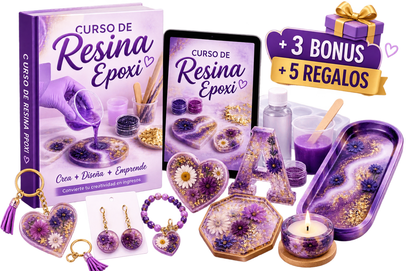 CURSO DE RESINA EPOXI + 3 BONUS + 5 REGALOS